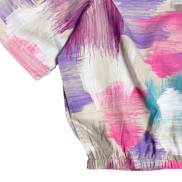 Zink London Multicolor Abstract Crop V-Neck Button-Up Blouse Women’s Size XS - Picture 5 of 10